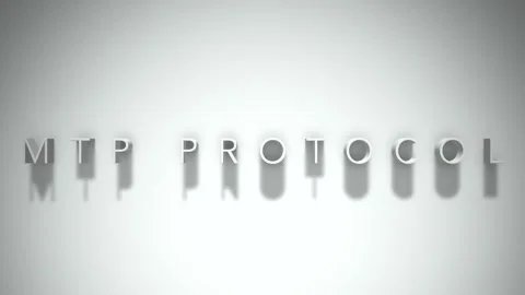 Mtp protocol 3D title animation white text on a white background Stock Footage 299758648