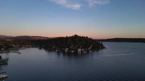 Mt.Rainier at Sunset from lake Washington  Stock Footage 294708740