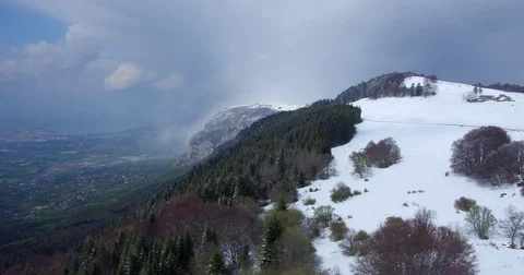 Mt.Saleve in Spring with snow Stock Footage 77144010