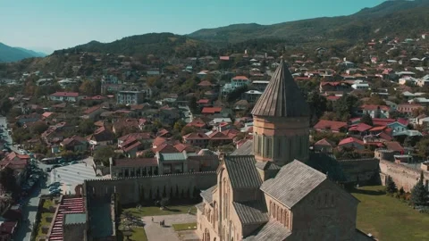 Mtskheta 4K Drone Shot Cathedral Svetitskhoveli Video stock 287241701
