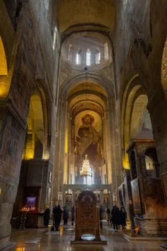 Mtskheta, Georgia - 2 April, 2022: interior of the Svetitskhoveli Cathedral Stock-Fotos