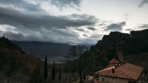 Mtskheta, Georgia. The View From Shiomgvime Or Shio-mgvime Monastery To The Stock Footage 105125613