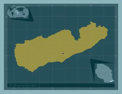 Mtwara, Tanzania. Solid color shape. Locations of major cities of the region Stock Illustration