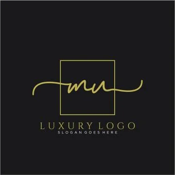 MU Initial handwriting logo design Illustrazione stock