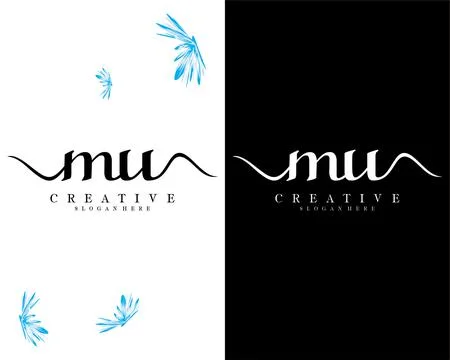 Mu, um handwriting script font letter logo design template vector Illustrazione stock