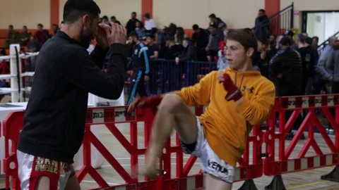 Muay Thai fighter warm up Stock Footage 118580726