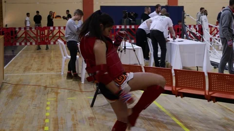 Muay Thai fighter warmup Stock Footage 118597908
