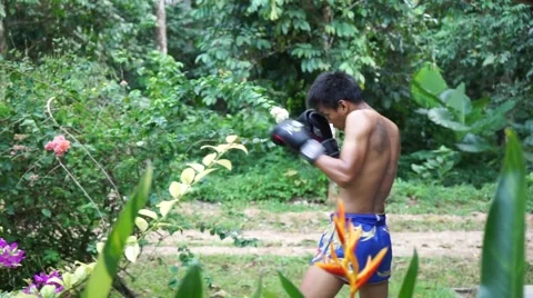 MuayThai boxer is boxing. Stock Footage 60782289