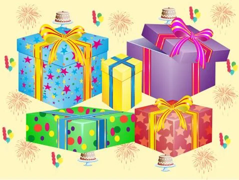 Much boxes for gifts Stock Illustration
