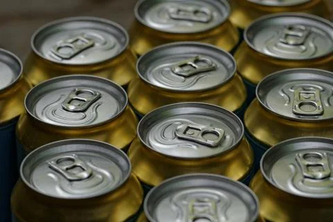 Much of drinking cans Stock Photos