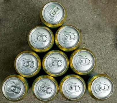 Much of drinking cans Stock Photos