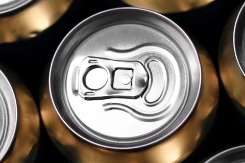 Much of drinking cans Foto stock