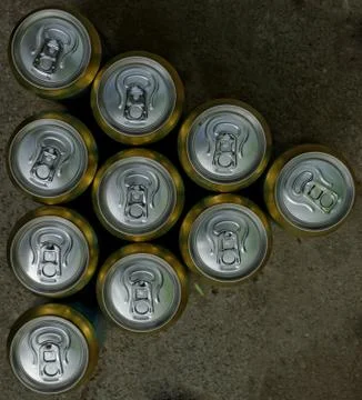 Much of drinking cans Stock Photos