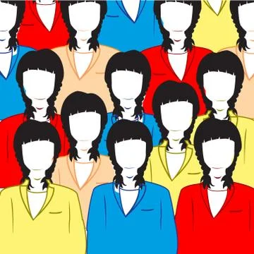 Much womans crowd Stock Illustration