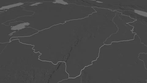 Muchinga, Zambia. Bilevel elevation map with surface waters Illustrazione stock