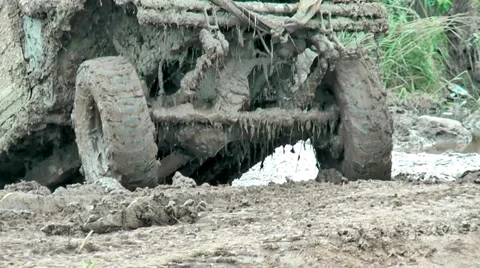 Mud adventure race in summer Stock Footage 36678280