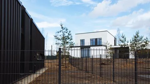 Mud and slush on the construction site of designer private homes Stock Photos