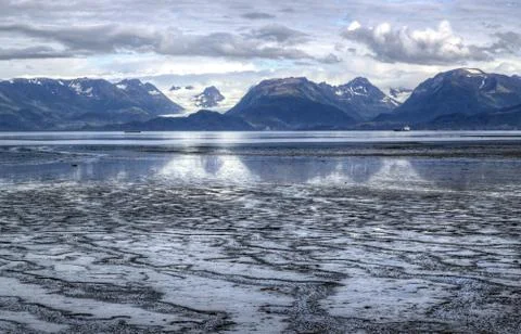 Mud bay at low tide Stock Photos