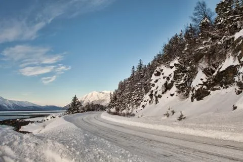 Mud bay road in winter Stock Photos