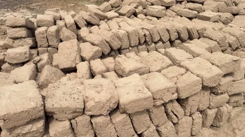 Mud Bricks A Stack of Dried Clay Blocks Stock Footage 320354947