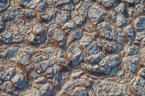 Mud cracks on clay soil with red sand. Sossusvlei, Namib Naukluft National .. Foto stock