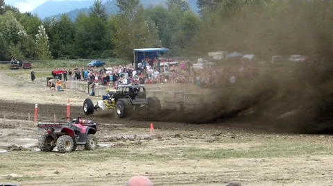 Mud drag race car blasts mud. Stock Footage 43502289