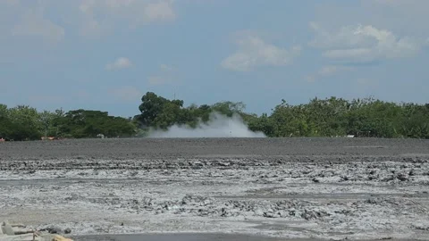 Mud explosion smoke Stock Footage 219596016