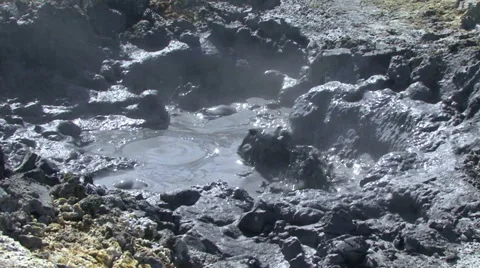 Mud geyser valley Mutnovsky volcano. Stock Footage 52487411