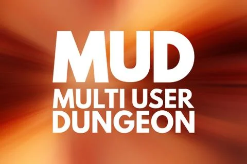 MUD - Multi User Dungeon acronym, technology concept background Stock Illustration