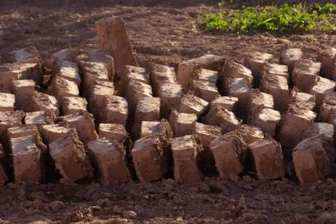 Mud or clay bricks at Ait Ben Haddou ksar Morocco, a Unesco World Heritage site Stock-Fotos
