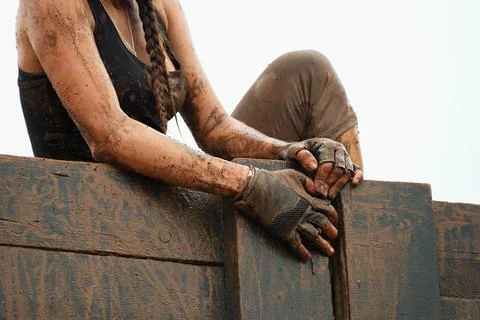 Mud race runner Stock Photos