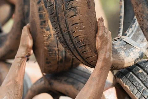 Mud race runner Stock Photos