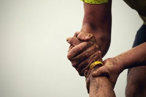 Mud race runners Stock-Fotos