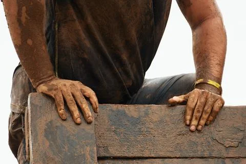 Mud race runners Foto stock