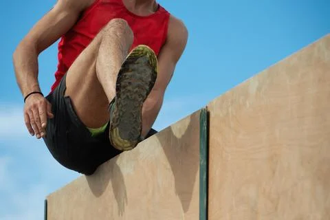 Mud race runners Stock Photos
