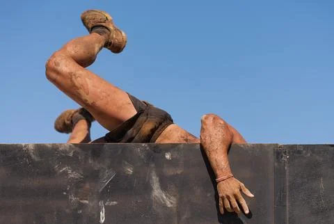 Mud race runners Foto stock