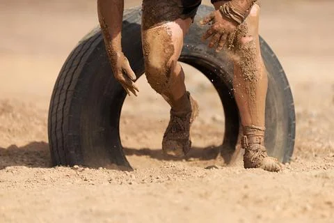Mud race runners 스톡 사진