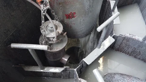 Mud return from the oil well while drilling with sea water Stock Footage 102640662