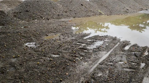 Mud road in in construction site industry Stock Footage 94168164