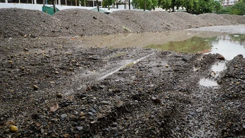 Mud road in in construction site industry Stock Footage 98226437