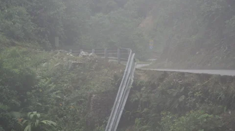 Mud slide wrecked road in ecuador Stock Footage 68005918