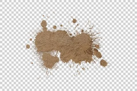 Mud splash isolated transparency background. Stock Photos