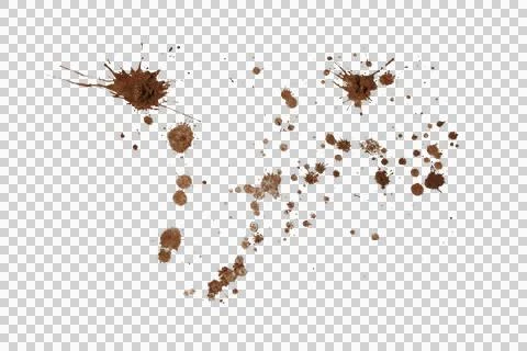 Mud splash isolated transparency background. Stock Photos