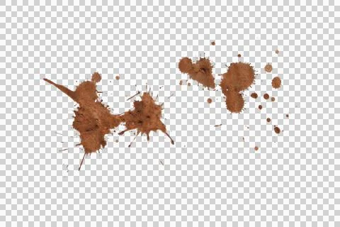 Mud splash isolated transparency background. Stock Photos