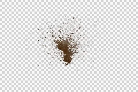 Mud splash isolated transparency background. Stock Photos