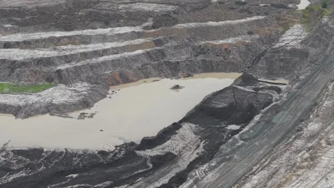 Mud suction devices placed in former mining pits in coal mines or mud pumps.. Stock Footage 331729098