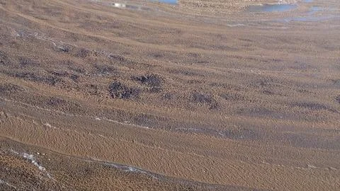 Mud Surface Patterns Observed in Water Treatment Facilities During Daylight.. Stock Photos