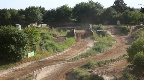 Mud tracks on the Motocross course seen from above Stock-Footage 40781540