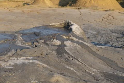 Mud Volcano and River Stock-Fotos