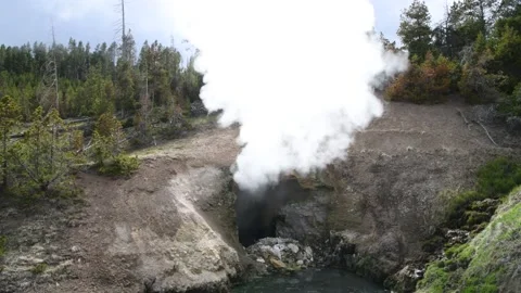 Mud Volcano boiling springs area of Yellowstone Video stock 170075613